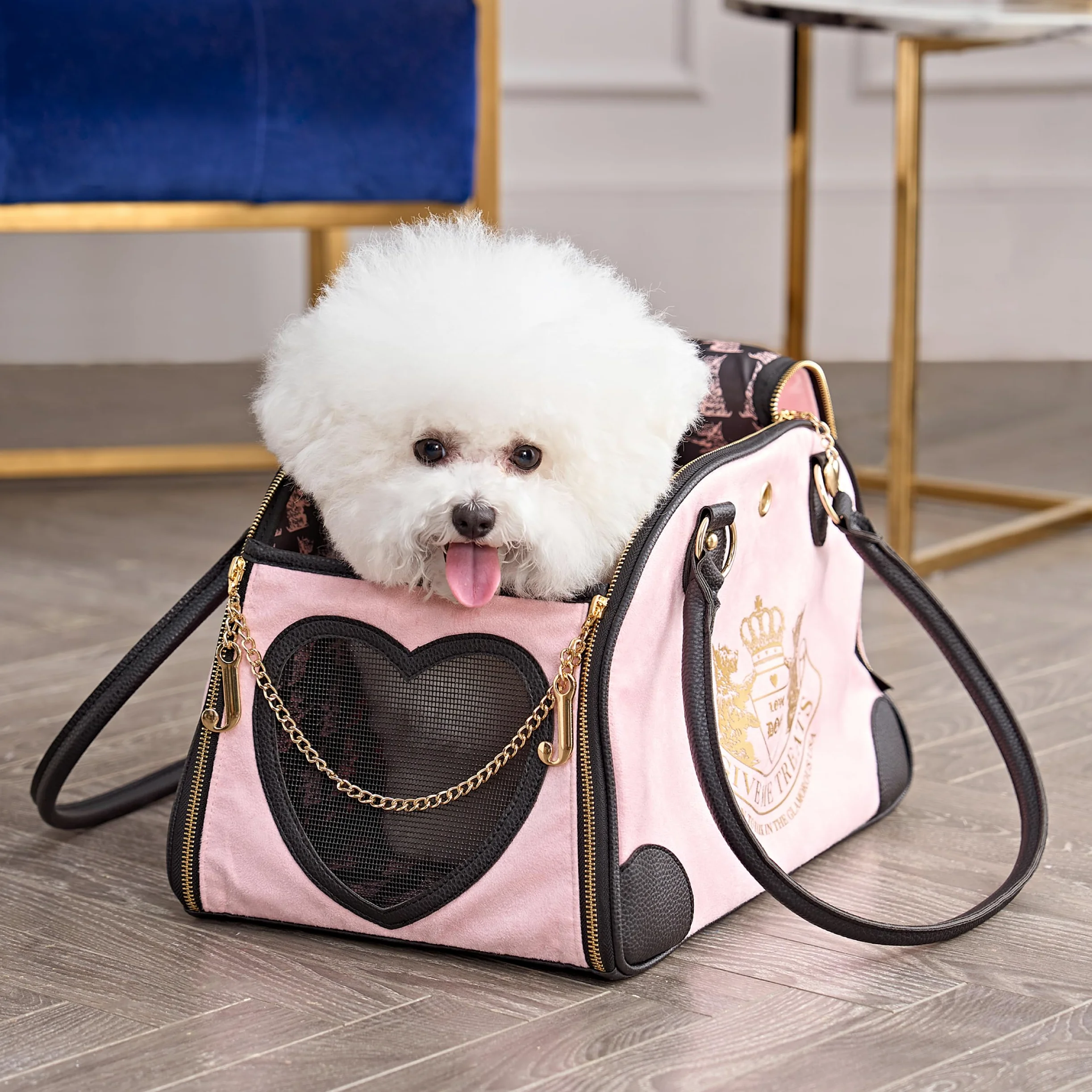 Juicy Couture Give Me Treats - Elegante Bolsa de Viaje Rosa para Perros y Gatos pequeños