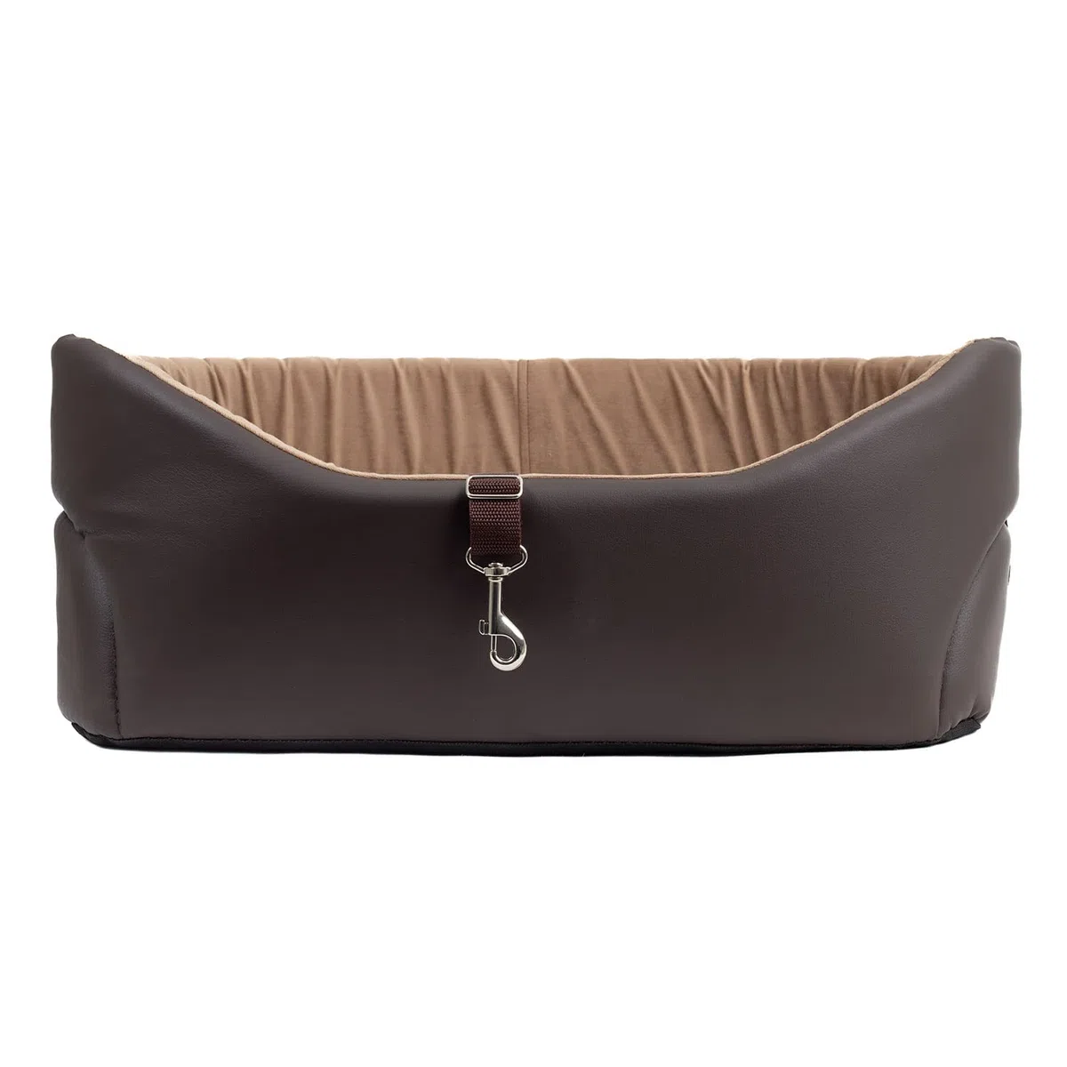 Exclusivo Asiento para Perro | Asiento de Coche para Perros, Gatos, Mascotas | Trasero y del Pasajero | Cama, Bolso | Color: Braun - Kunstleder: Wildlederimitat | Grande: L: 56 cm x 48 cm