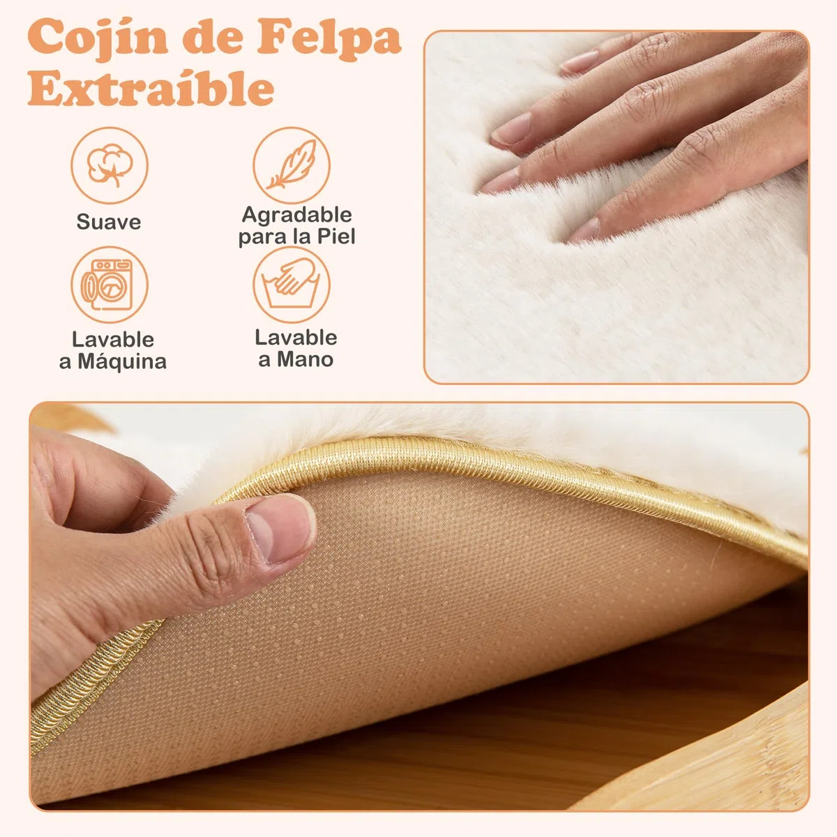GOPLUS Torre para Gatos de 2 Niveles, Interior, Bambú con Camas Dobles, Cojines Lavables, Acceso para Gatos y Gatitos Pequeños