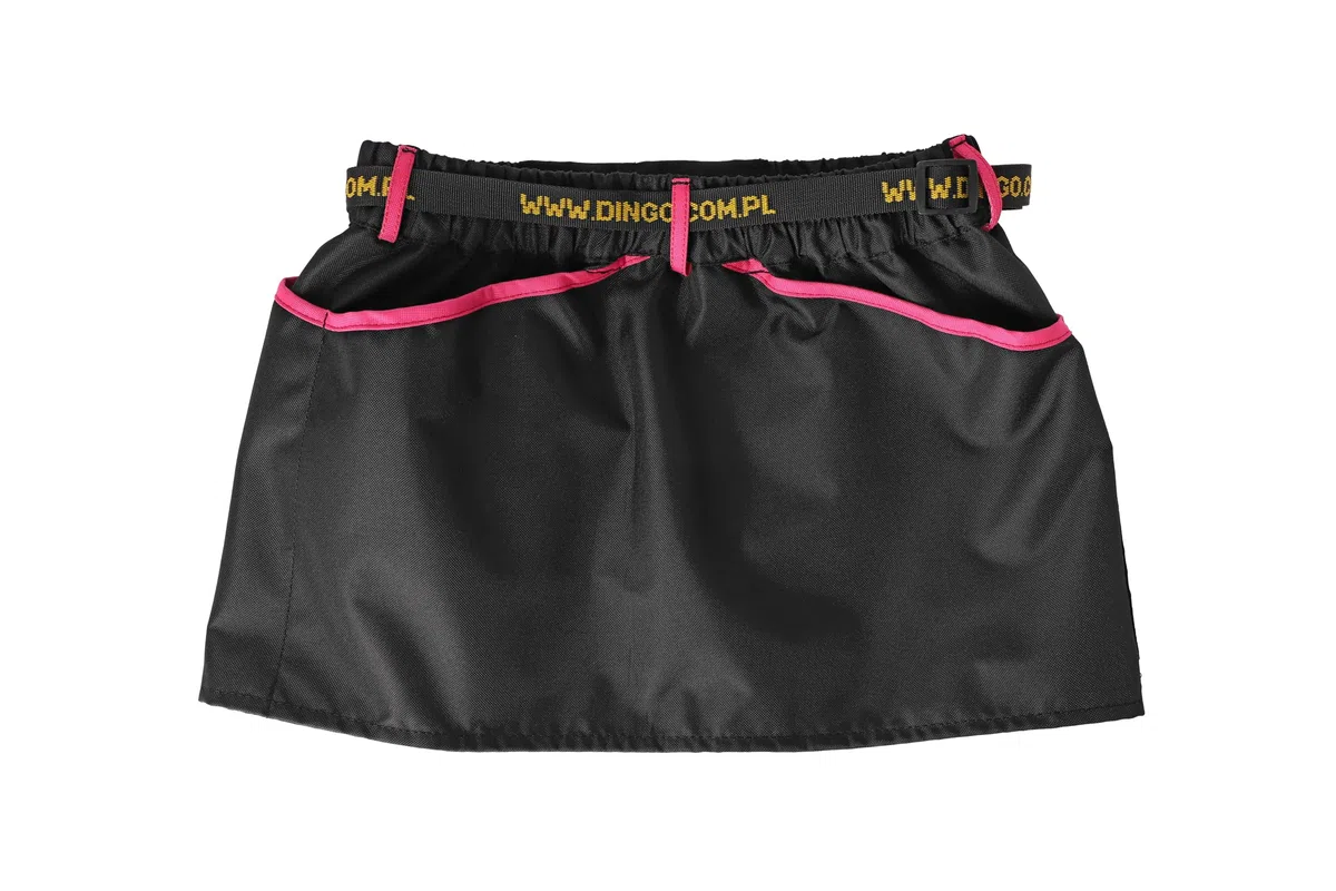 Dingo Waldemar Rutkowski Cinturón de Entrenador Canino Cuatro Bolsillos Prácticos, Cinturón Ajustable para un Ajuste, Impermeable, Negro con Ribete Rosa – Talla S (16470)
