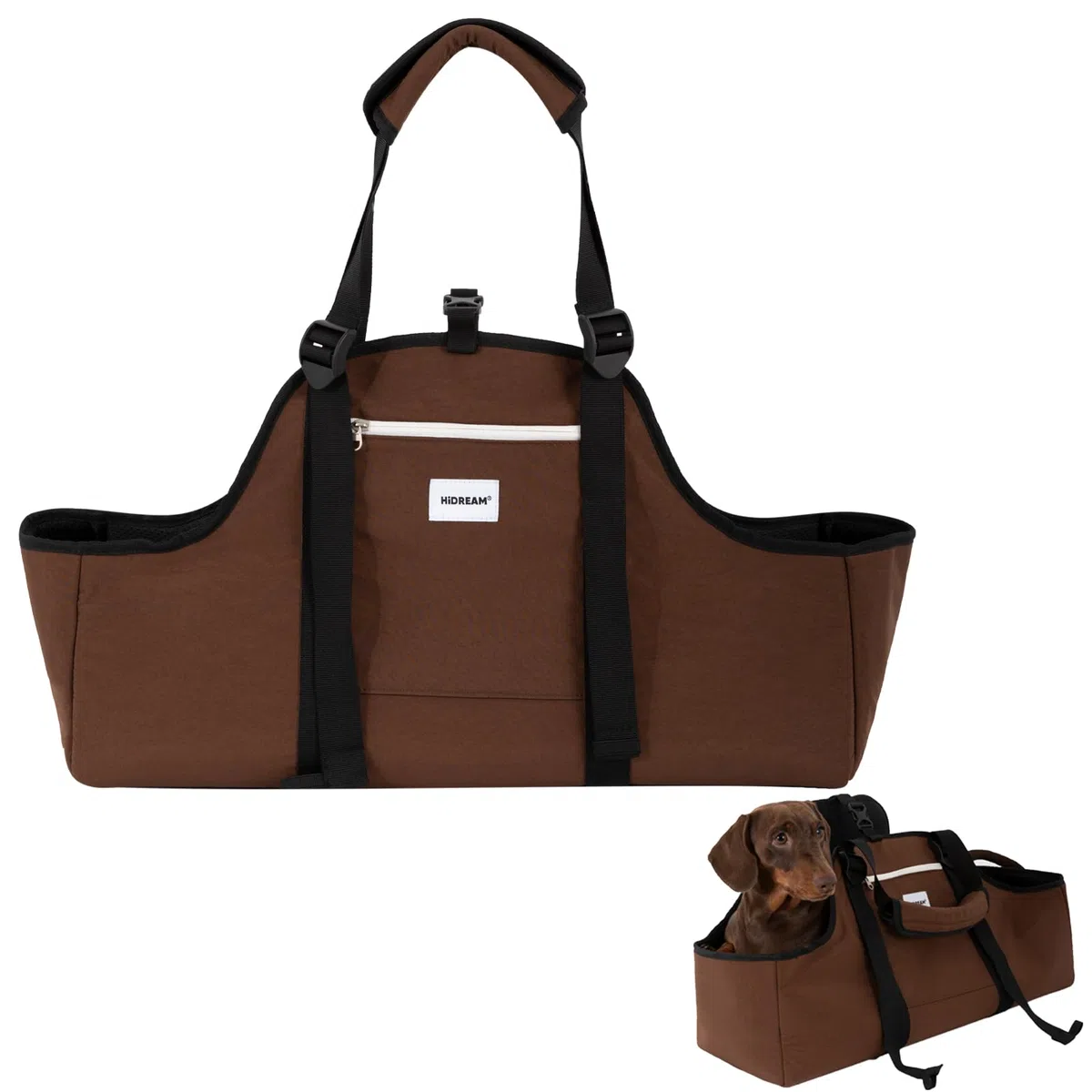 Portamascotas portátil para perros, de nylon, ligero, resistente al agua, para beagle, bolso para mascotas, bolso al hombro con cuerpo largo para hasta 8 kg, con abertura en U y clip