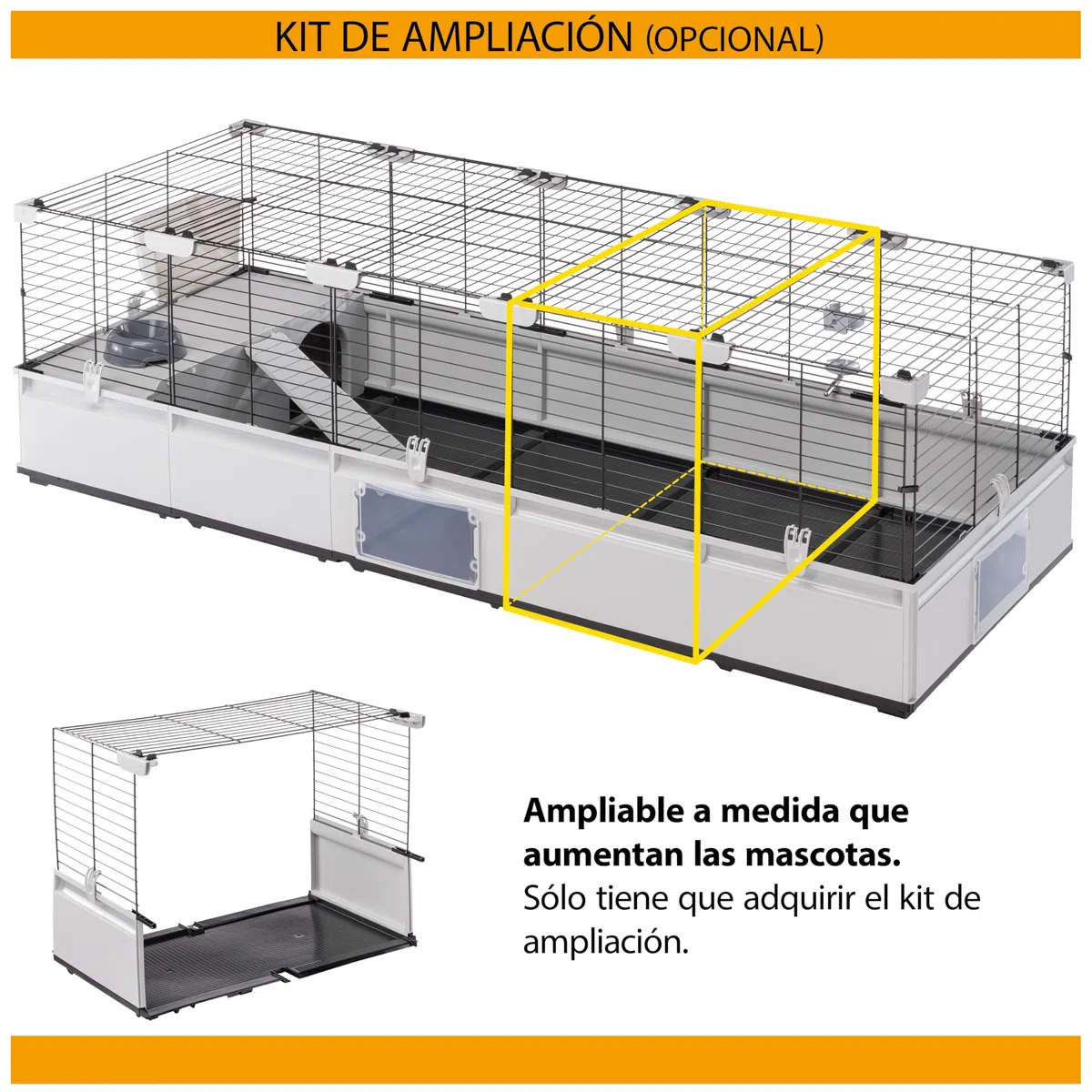 Ferplast Jaula para Conejos, Conejillos de Indias, Cobaya, Espaciosa y Modular 2, con Accesorios, Extensible, Fácil Mantenimiento, Modular 2, 109 x 72 x h 56 cm