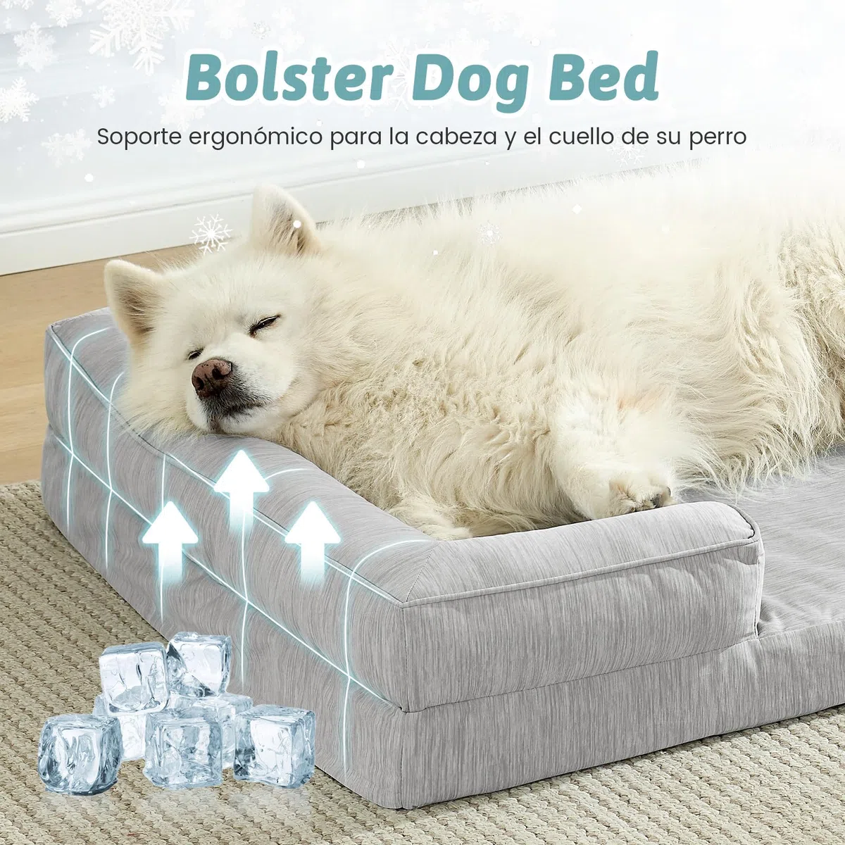 COZY KISS Cama Refrescante Grande para Perros, Cama Perro Verano Impermeable, Ortopédica Sofa para Perros Desenfundable y Lavable, Colchón Perro Viscoelástico Fresco, Gris, XL(112x81x18cm)