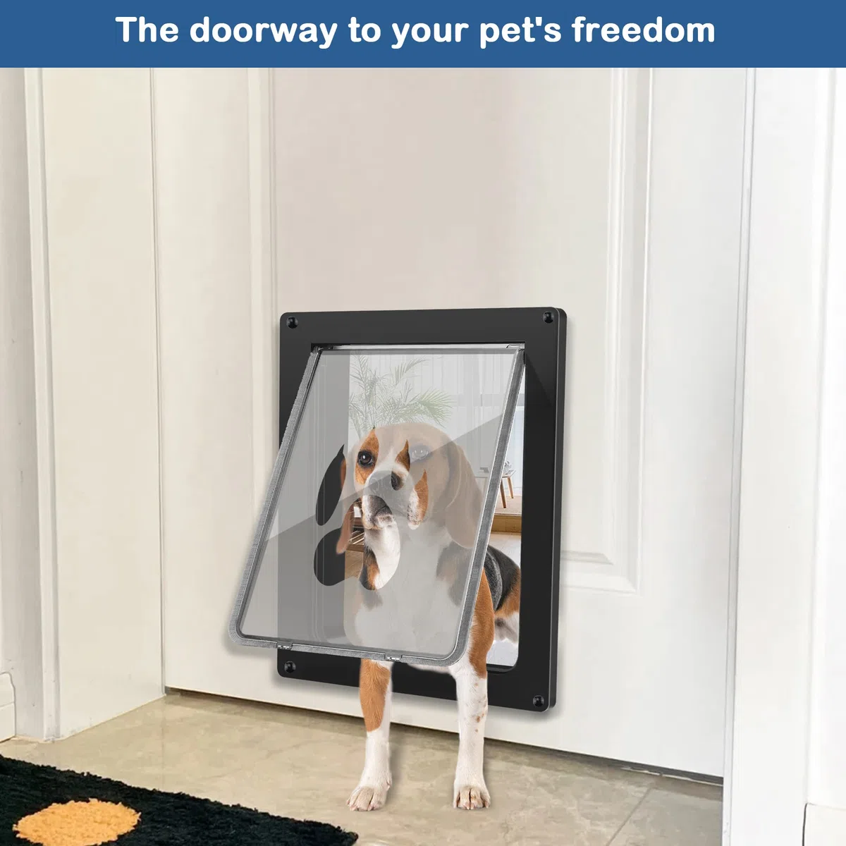 CEESC Puerta para mascotas para perros de hasta 45 lb, puerta resistente a la intemperie para gatos y perros, duradera, panel de cierre a presión incluido, adecuada para puertas interiores y