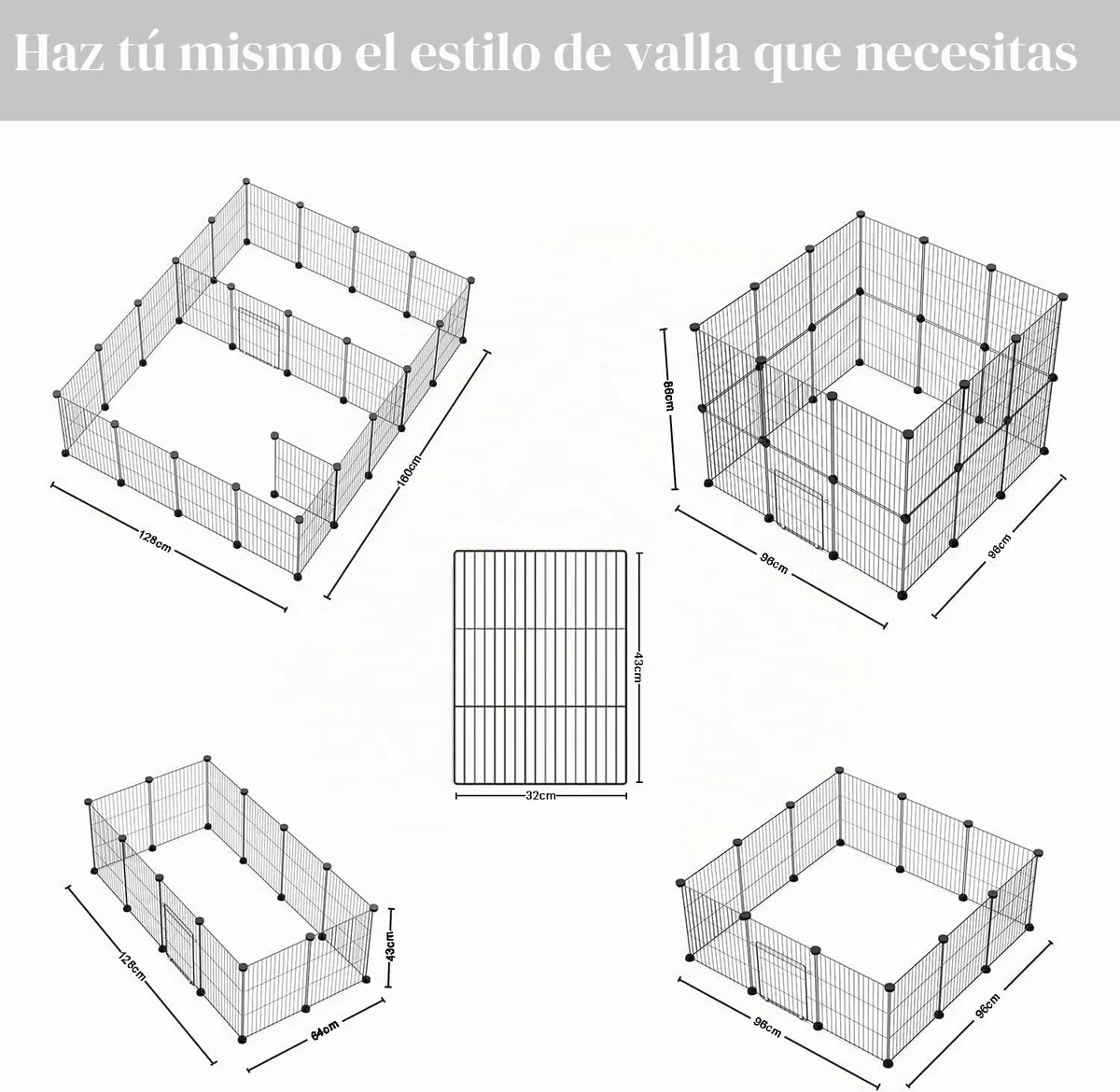 Recinto para animales pequeños, Llaypen con puerta, recinto para hámster, conejo, cobaya, 43 x 32, 24 unidades
