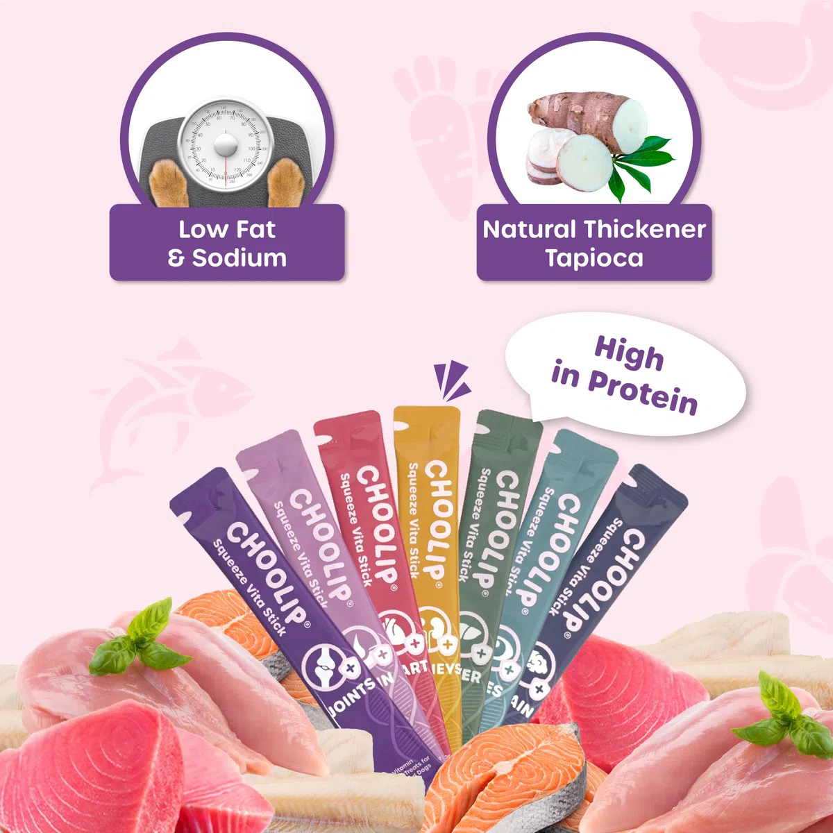 Choolip Golosinas para lamer Squeeze Vita Stick para Perros y Gatos. 49 barritas variadas de Apoyo con multivitaminas Esenciales. Pasta Suave y Sabrosa para Todas Las etapas de la Vida