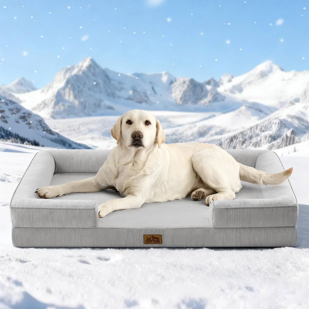COZY KISS Cama Refrescante Grande para Perros, Cama Perro Verano Impermeable, Ortopédica Sofa para Perros Desenfundable y Lavable, Colchón Perro Viscoelástico Fresco, Gris, XL(112x81x18cm)