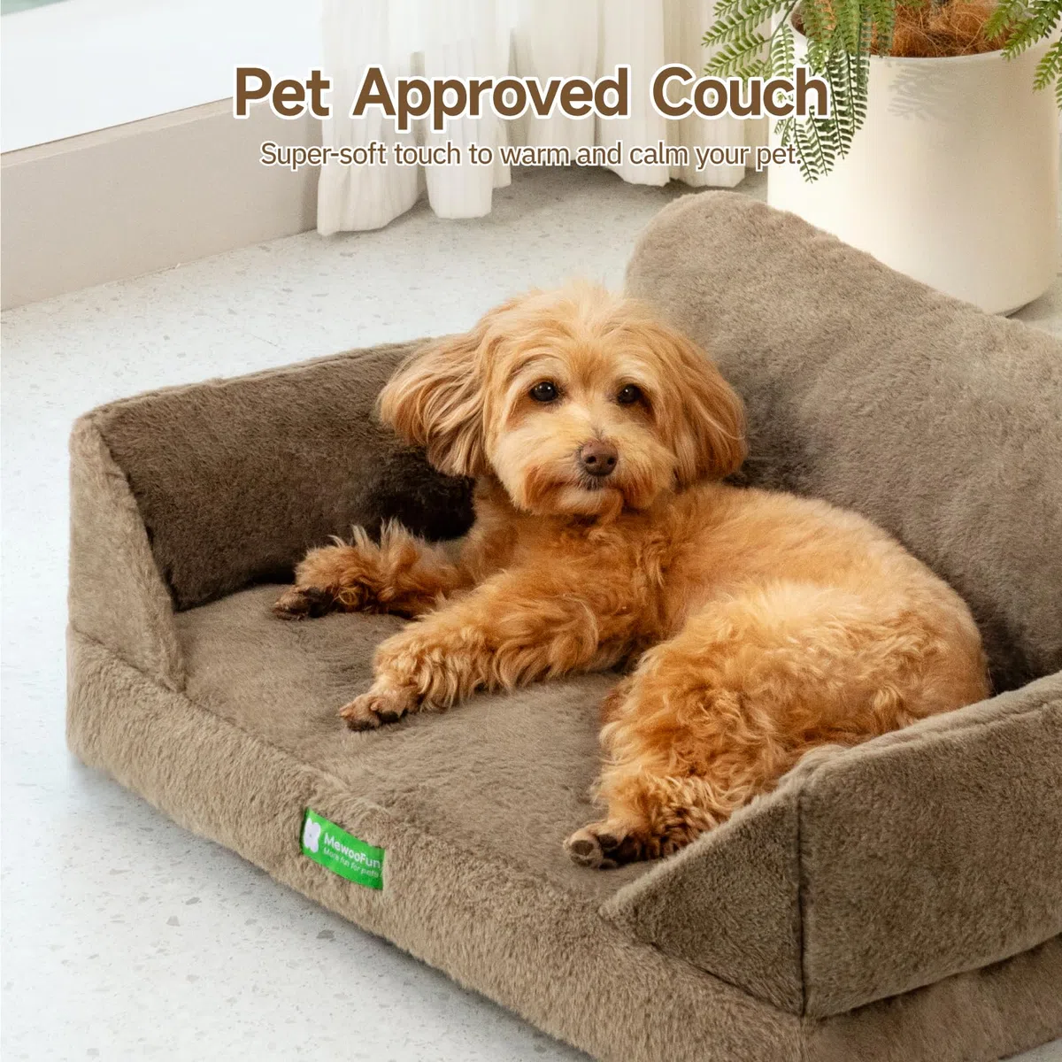 MEWOOFUN Sofá para gatos de interior con funda extraíble lavable y fondo antideslizante para perros pequeños (marrón, 66 x 45 x 35 cm)