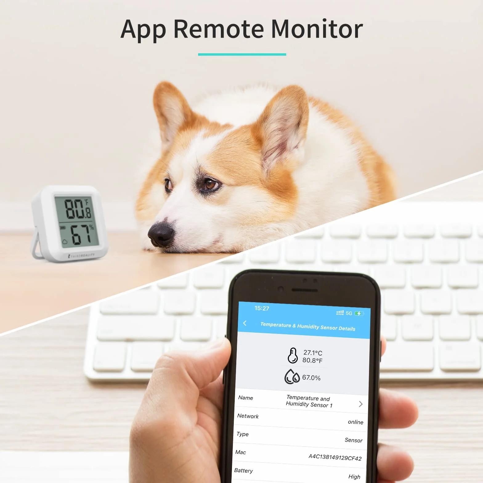 THIRDREALITY Zigbee Sensor de temperatura y humidity 2 paquetes con pantalla LCD digital, ZigBee Hub required registros de aplicaciones, monitoreo remoto, pilas AAA incluidas