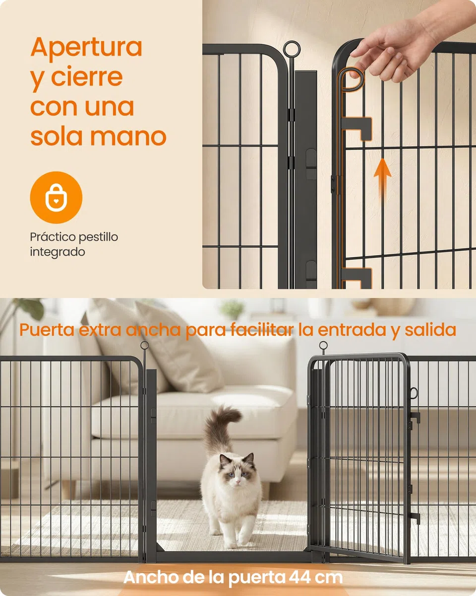 Feandrea Parque para Perros, Valla de Acero para Mascotas, Corralito Plegable con Puerta, 170 x 170 x 80 cm, Negro Ahumado, Uso en Interiores y Exteriores, Colección Dack PPK028B102