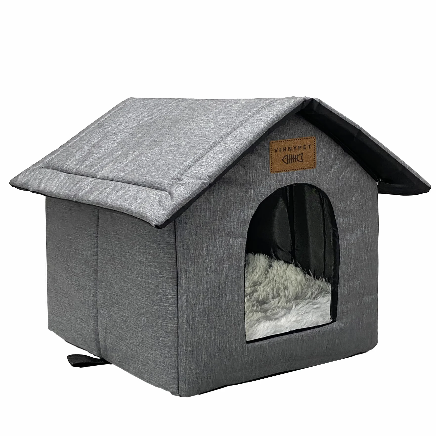 Casa para gatos para exteriores, impermeable, resistente a la intemperie, refugio para mascotas con cojín de felpa para gatos y perros callejeros, 45 x 40 x 45 cm