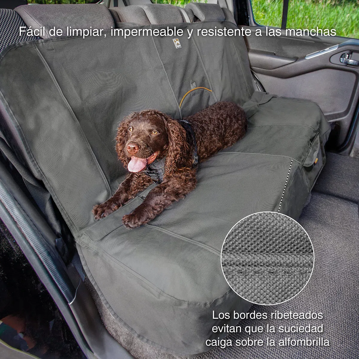 Kurgo Wander - Funda de Asiento de Coche para Perros, Protector de Asiento para Macotas, Ajuste Universal - Negro