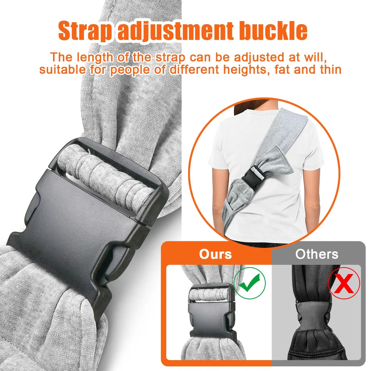Tomkas Dog Carrier Sling - Pet Carrier for Small Dogs and Cats, Adjustable Strap, Zip Pocket, Snap Closure (Grey, S - Adjustable Strap EU)