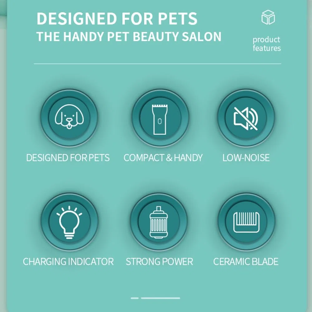 Peluquería de Mascotas Hospital Gatitos y Cachorros Silenciador Eléctrico Empuje Clippers Eléctrico Impermeable Afeitado Profesional Verde