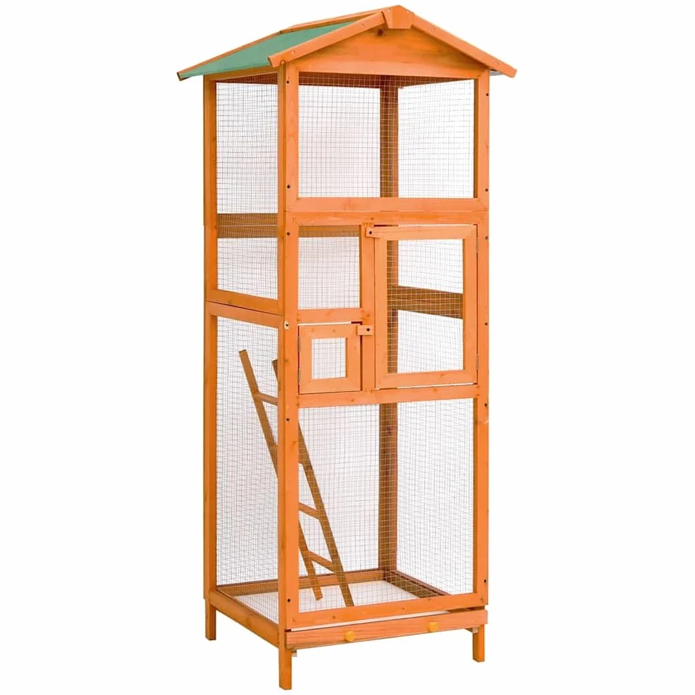 vidaXL Jaula para Pájaros Pajarera Casa Aves Mascotas Madera Maciza de Abeto