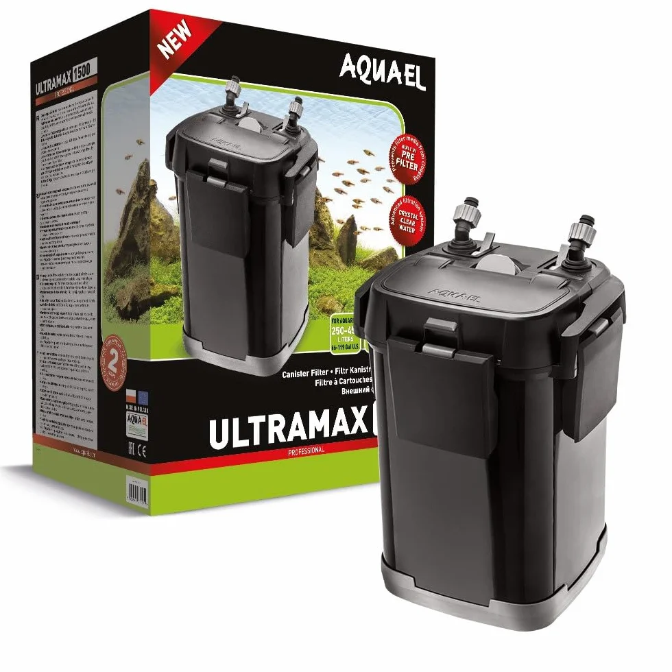 Filtro Ultramax 1500 – Experto en filtración | Potente Filtro Exterior para acuarios de Agua Dulce 250 – 450 l | 1500 l/h | 16 W | Prefiltro + autoaspiración automática