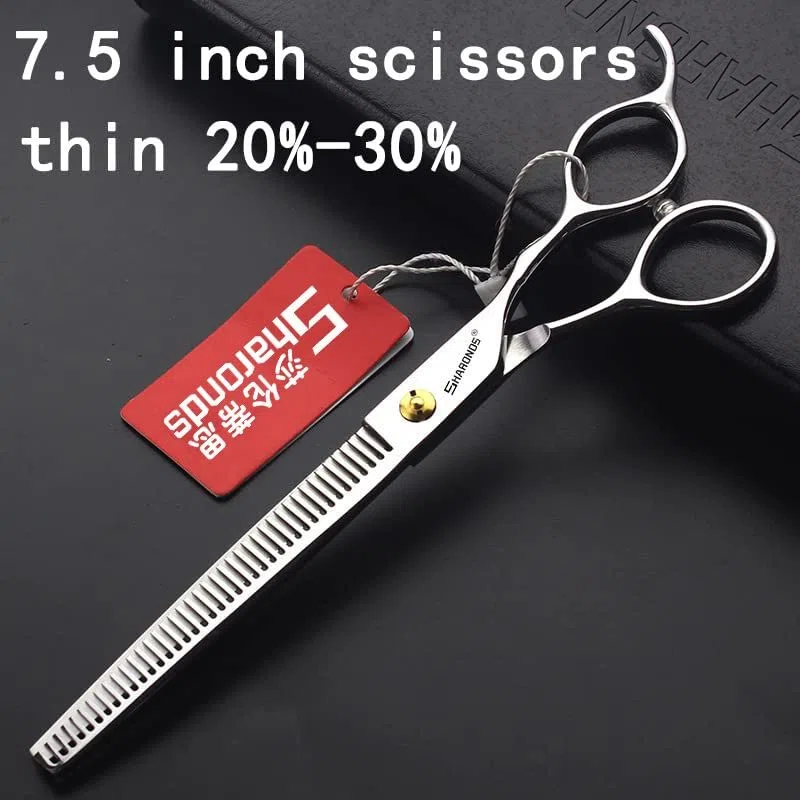 Juego de Tijeras Profesionales para Mascotas 7/7.5 Pulgadas - 440C Japonés para Perros - Corte de Pelo y Escultura (7.5 Pulgadas, 2 Piezas-C)