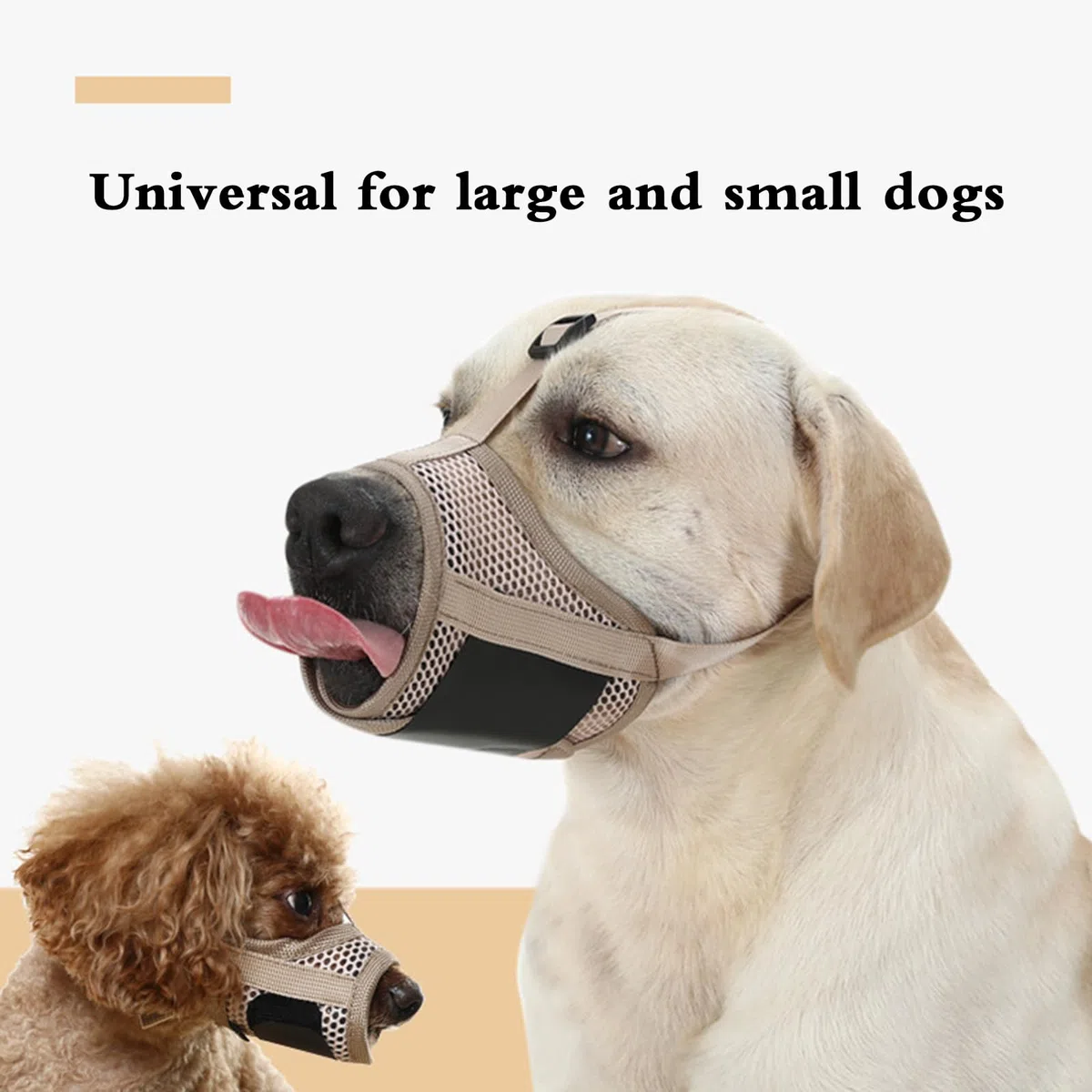 Bozal de Malla Suave for Perros, antimordeduras, de Malla, Suave, Transpirable, Ajustable, cómodo y Resistente a la abrasión.,Bozal para Perro(Khaki,XL)