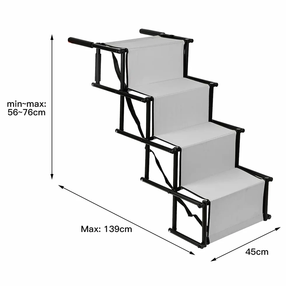 Escaleras para rampa para Perros, Rampa para Perros Plegable – Escalera de Perro para Ayudar en la Entrada y Salida del Coche-hasta 80kg Cargable (Gris Claro)
