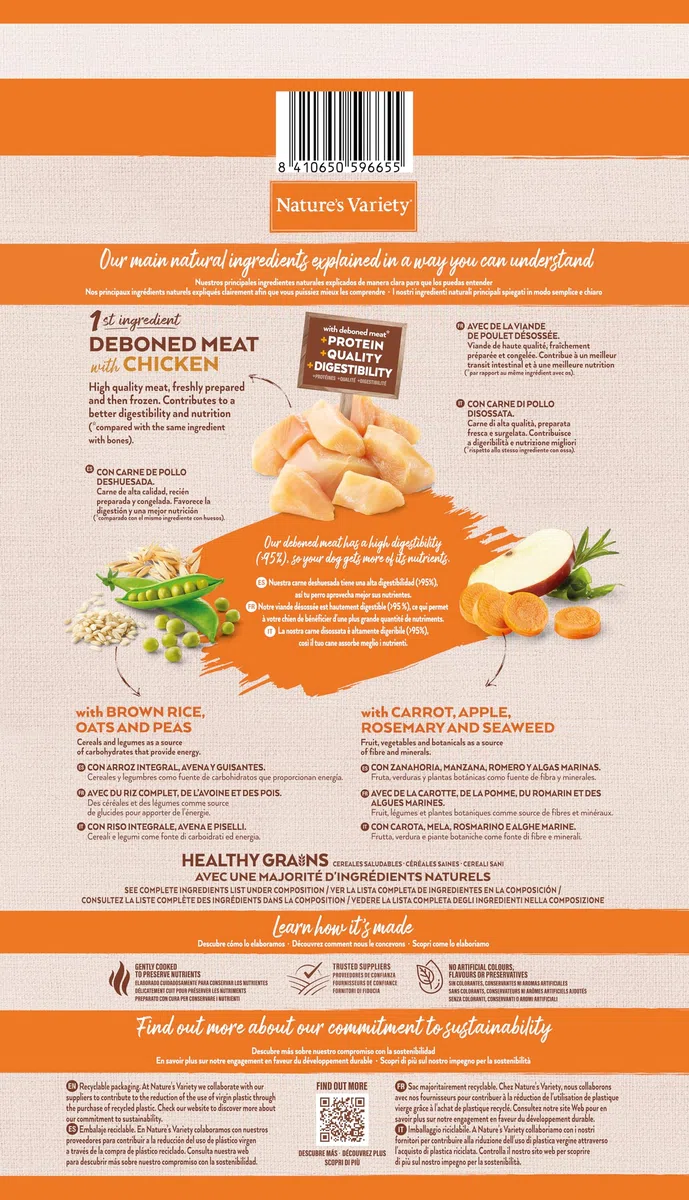 Nature's Variety Healthy Grains - Pienso para Perros Medium & Maxi Junior con Pollo deshuesado - 10kg