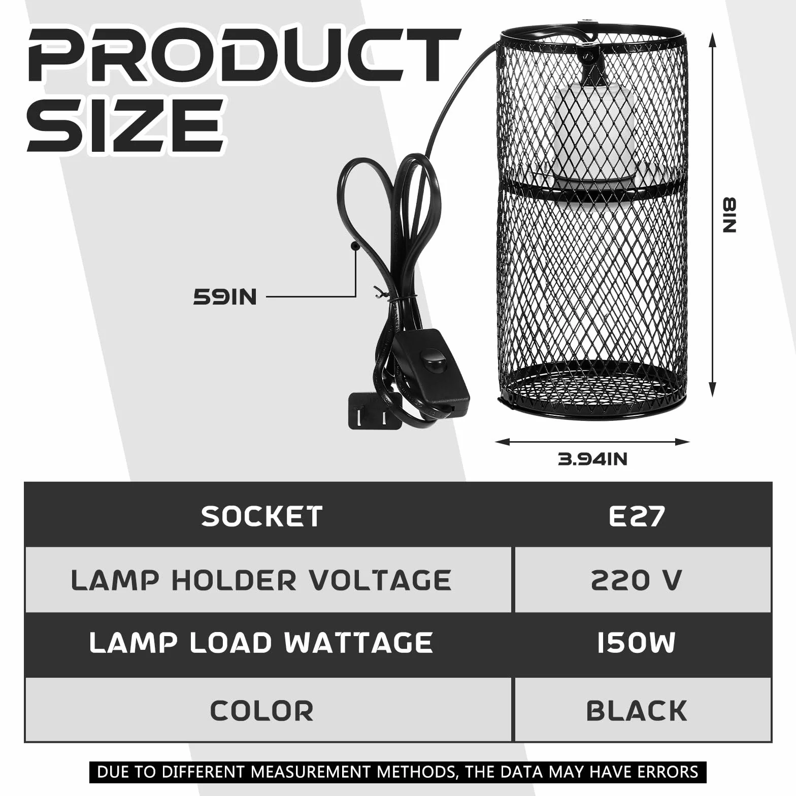 2 protectores de lámpara de calor para reptiles con emisor de calor de cerámica de 150 W, soporte de lámpara de calefacción antiquemaduras, jaula de malla, pantallas de protección para reptiles