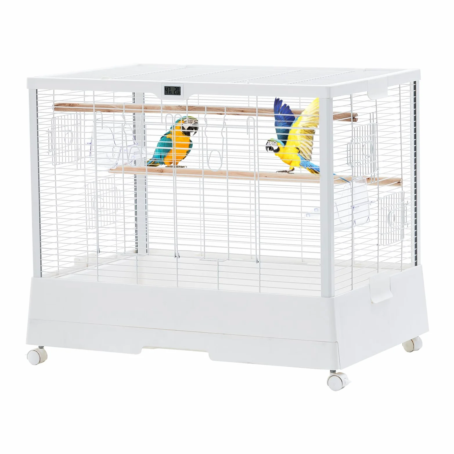 Garvee Jaula para pájaros de Acero con Carro – 28 Pulgadas, Bandeja extraíble, Estante, Control de Temperatura y Humedad – Ideal para periquitos, inseparables, cacatúas, conuri y pequeños/medianos