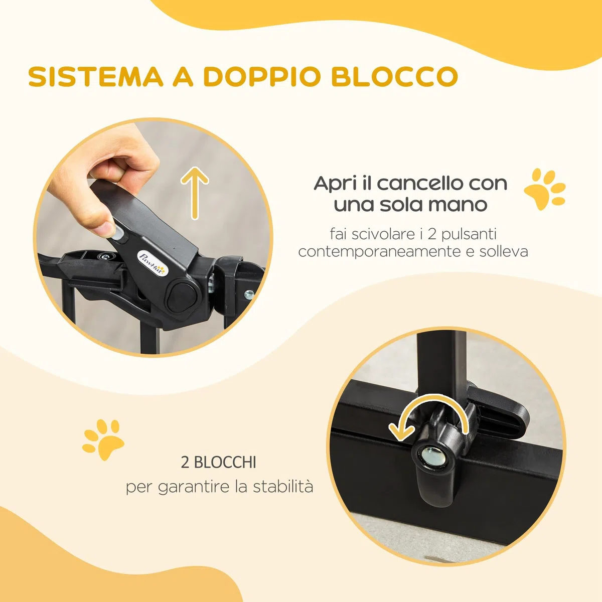 Pawhut Puerta para perros con fijación a presión, barrera de seguridad extensible de 74-80 cm, con cierre automático, negro