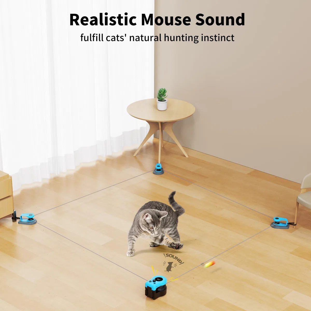 AsFrost Juguete interactivo mejorado para gatos de interior, control automático/manual, juguete de pluma de gato, cinta de correr para gatitos aburridos, cachorros, jugar, persecución, ejercicio, caza