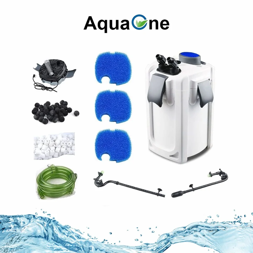 Acuario exterior filtro HW PFI-704B 45 W 2000 L/h hasta 1000L Platillos + Filtro material + UVC