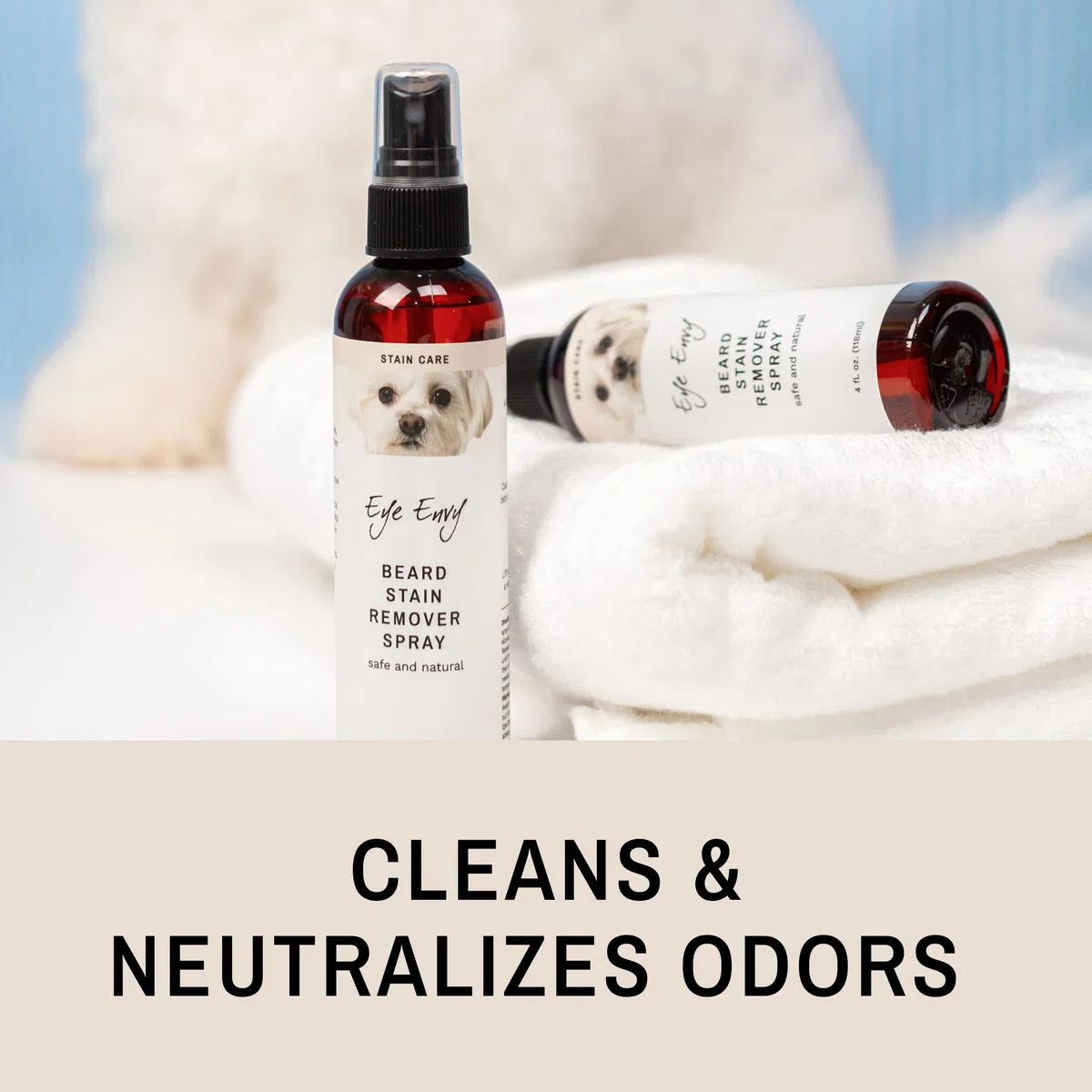 Eye Envy Spray quitamanchas para Barba para Perros/Gatos|100% Natural y Seguro|Elimina Las Manchas de babeo, Saliva, Comida, escorrentía de desgarro|Trata la Causa de Las Manchas <4oz