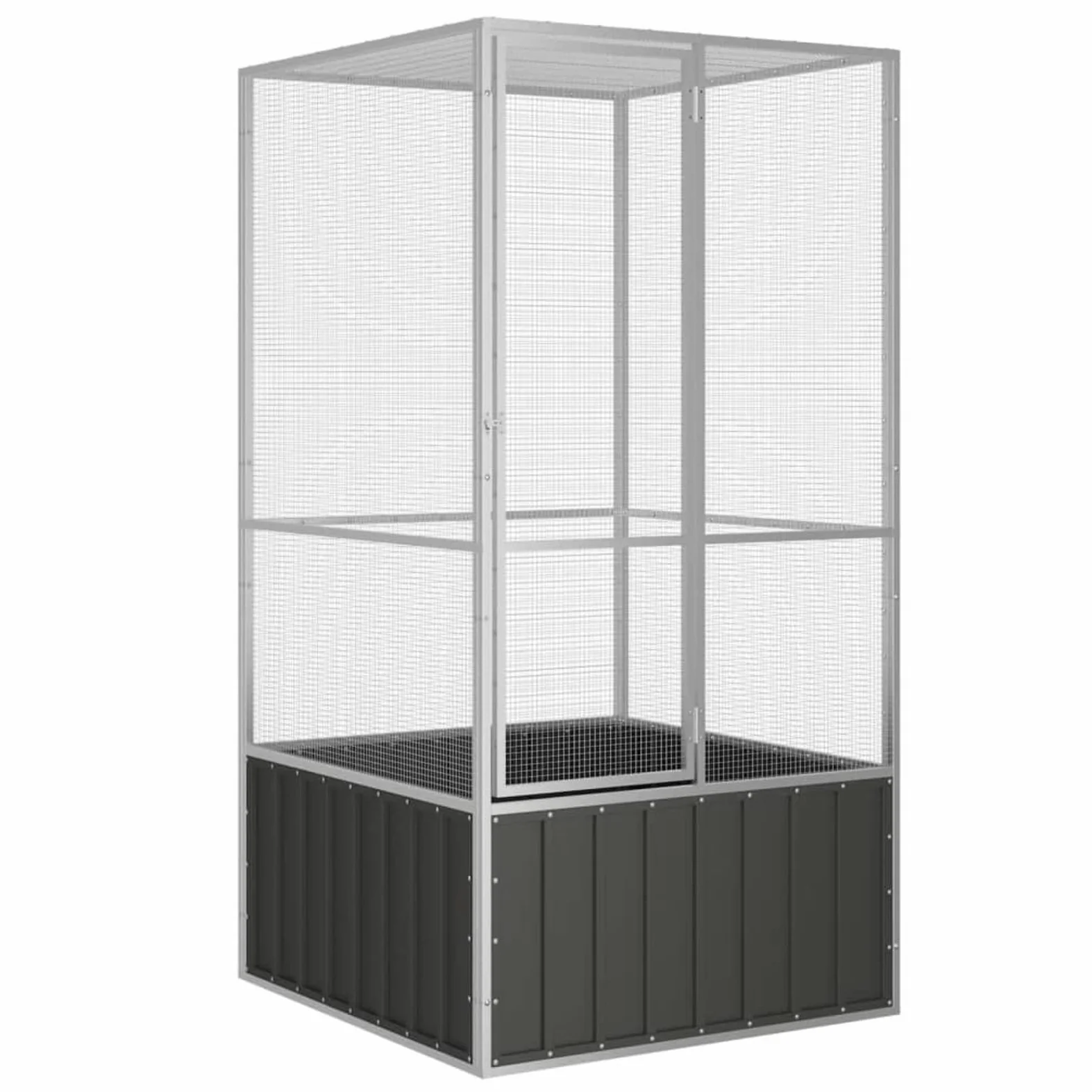 Jaula para Pájaros de Acero Galvanizado, Pajarera Metálica Exterior, Voladera para Pájaros con Puerta Cerrada, Jaula para Mascota Aves Loros Canarios, Antracita 111x107x211.5 cm