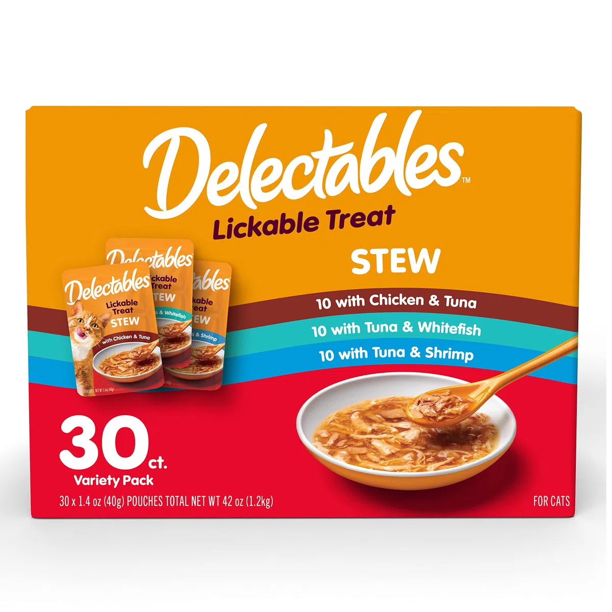 HARTZ Delectables Stew Lickable Wet Cat Treats for Adult & Senior Cats, Variety Pack, 30 Count