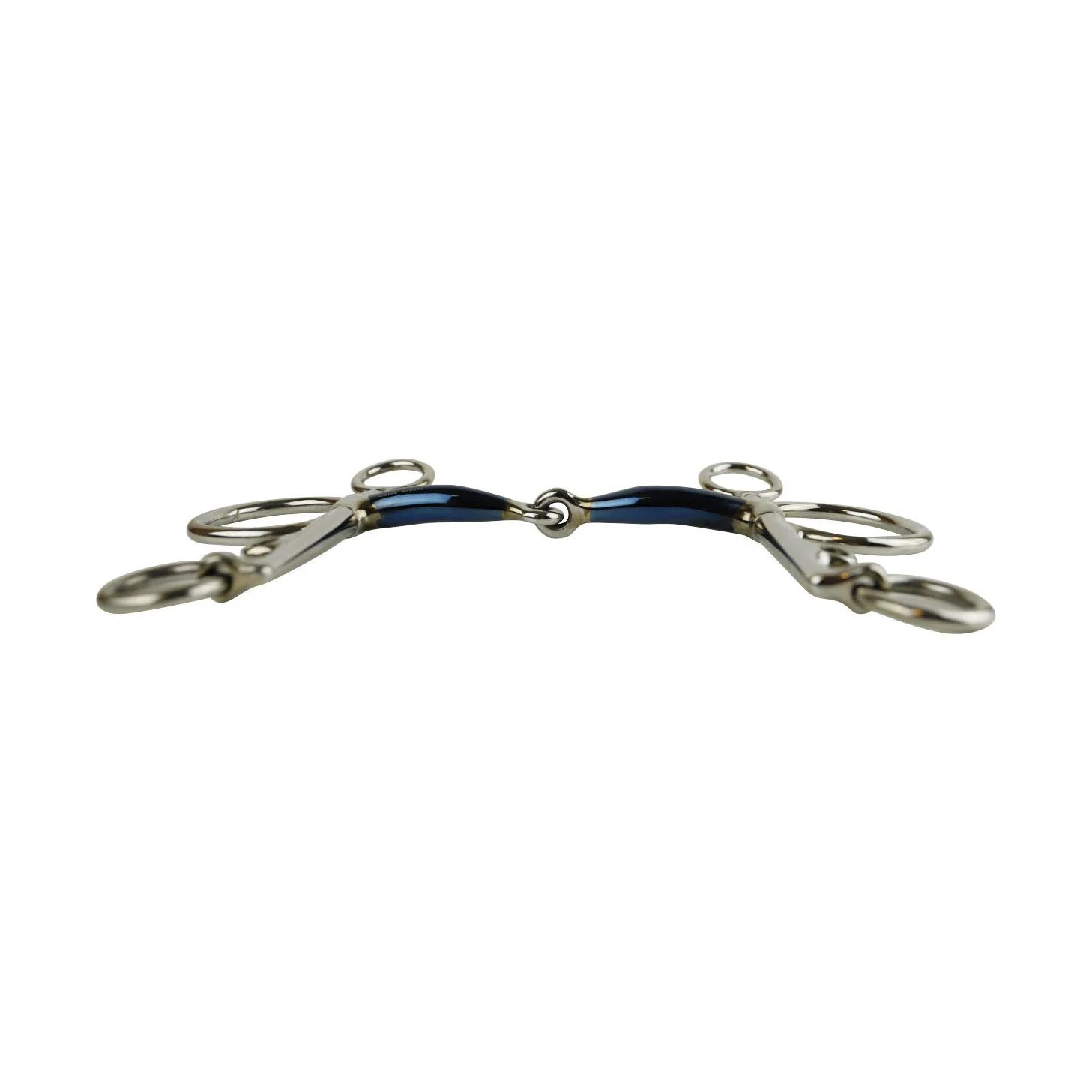 AK Pelham AKRS-2611 - Puntas para montar a caballo con una sola articulación con boquilla de hierro dulce, color azul y plateado