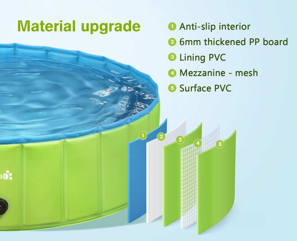 Pecute Piscina para Perros Bañeras Mascotas Pequeños Medianos y Grandes Desmontables Plegable PVC Antideslizante y Resistente al Desgaste para Exterior y Jardín