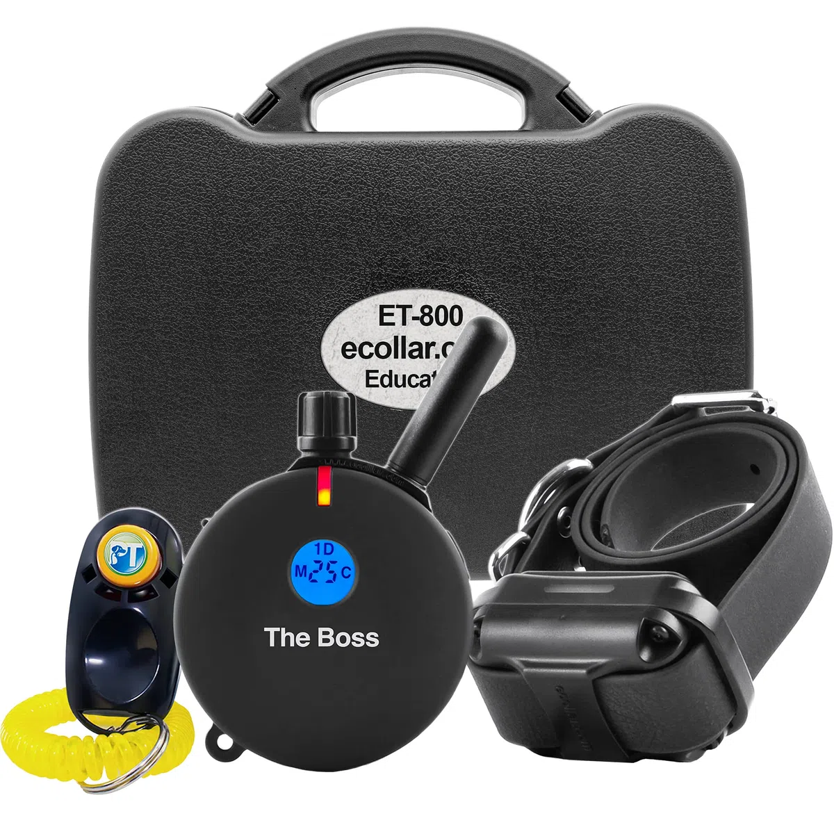 ET-800-1 Mile – Juego de 2 Collares de Entrenamiento herméticos a Distancia con Collar de estimulación estática, vibratoria y Sonido con clicker PetsTEK