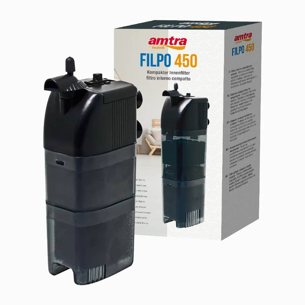 Amtra Acquario System Tank V2 - Acuario De Cristal Completo De 60 Litros, Luz Led De 9 Vatios Y Bomba De Filtro Incluida, Agua Dulce O Salada, Negro, 60X32X42 Cm