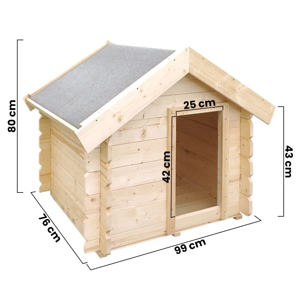 Caseta Perros Exterior Madera - 76 x 99 x H80 cm - casa Perro - Talla S -casa de Perros pequeños - Techo Impermeable - Timbela M401-1