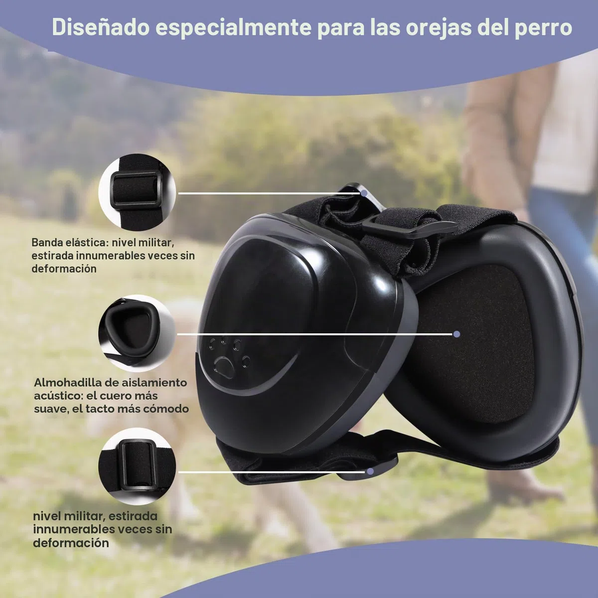 Orejeras para Perros, Protección Auditiva para Perros, Ajustable, Reducción de Ruido, Auriculares para perros (L, Blanco)