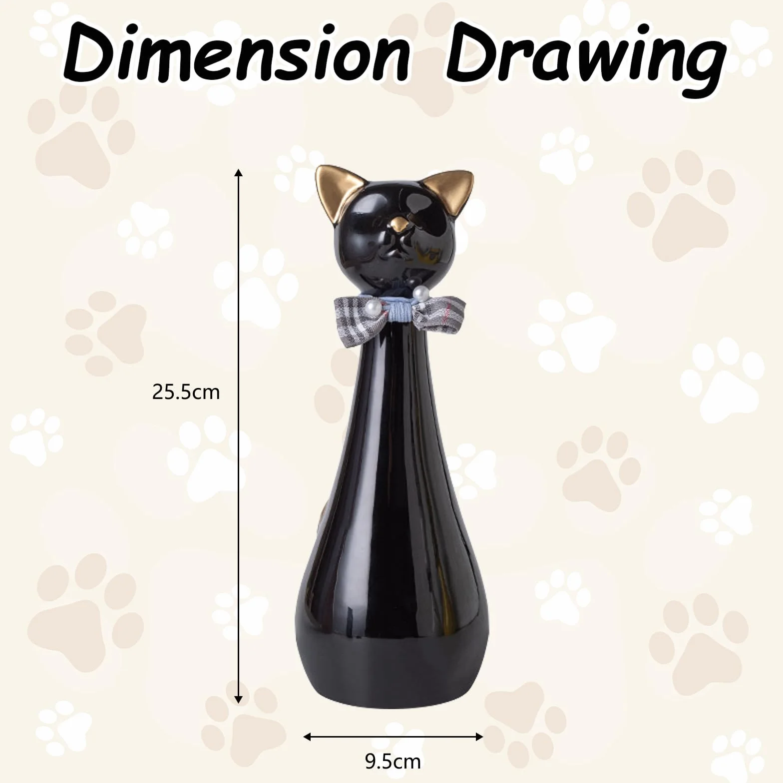 Urna para Gatos, 9,5 x 9,5 x 25,5 cm Urna Cenizas Negra con Collar de Lazo 550 ml Urnas para Mascotas de Cerámica para Recordar a Tu Querida Mascota Urnas para Gatos Regalo Conmemorativo