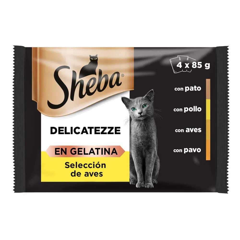 Sheba Delicatezze Comida Húmeda para Gatos, Selección de Aves en Gelatina, Pescado, Multipack (13 Cajas x 4 Sobres x 85 g)