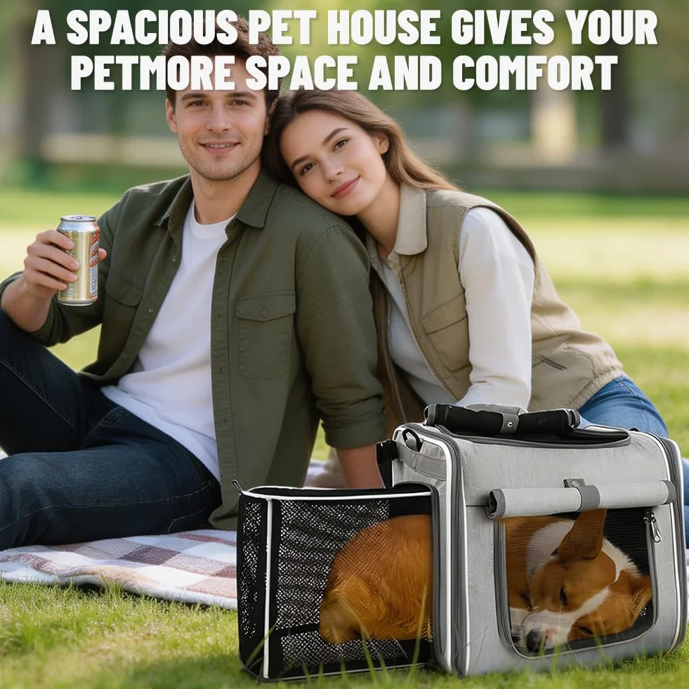 Cesta delantera para bicicleta para perros, 4 en 1, ampliable cesta para perros para bicicleta de hasta 10 kg, cesta para bicicleta, mochila y bolsa de transporte con 4 ventanas de malla, cinturón de