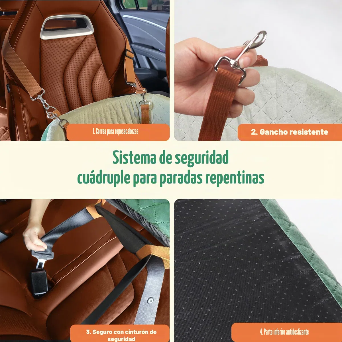 Asiento Perro Coche para Perros Pequeños y Medianos Transportin Cama de Viaje para Mascotas, Delantero o Posterior, hasta 15 kg
