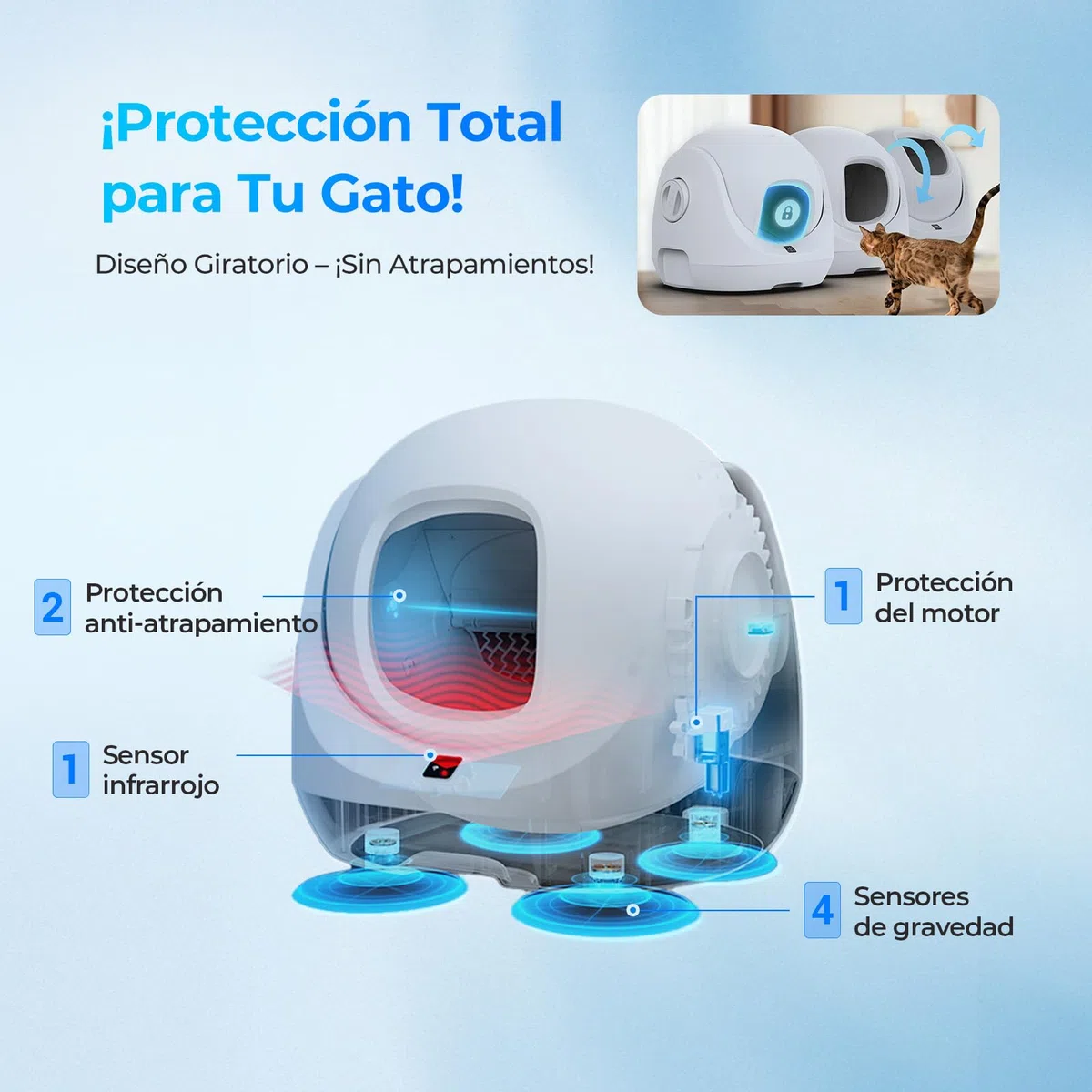 Catlink Baymax-Lite arenero autolimpiable, con monitoreo de Salud para Gatos, Compatible con Control Remoto Mediante App, Ofrece 4 Modos de Limpieza y es Adecuado para Gatos de 1.5 a 10 kg