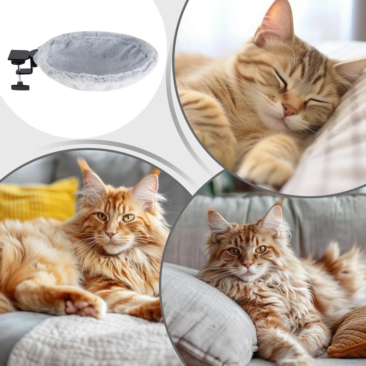 Cama de escritorio para gatos, cómoda hamaca para gatos, soporta hasta 23 kg, cama lavable para gatos, para interiores, espacio de trabajo, balcón, ventana, salón