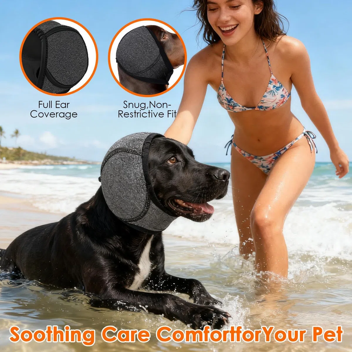 Orejeras para perros con cancelación de ruido, tapones para los oídos impermeables auriculares de protección auditiva ajustable protección contra el ruido en fuegos artificiales y tormentas eléctricas