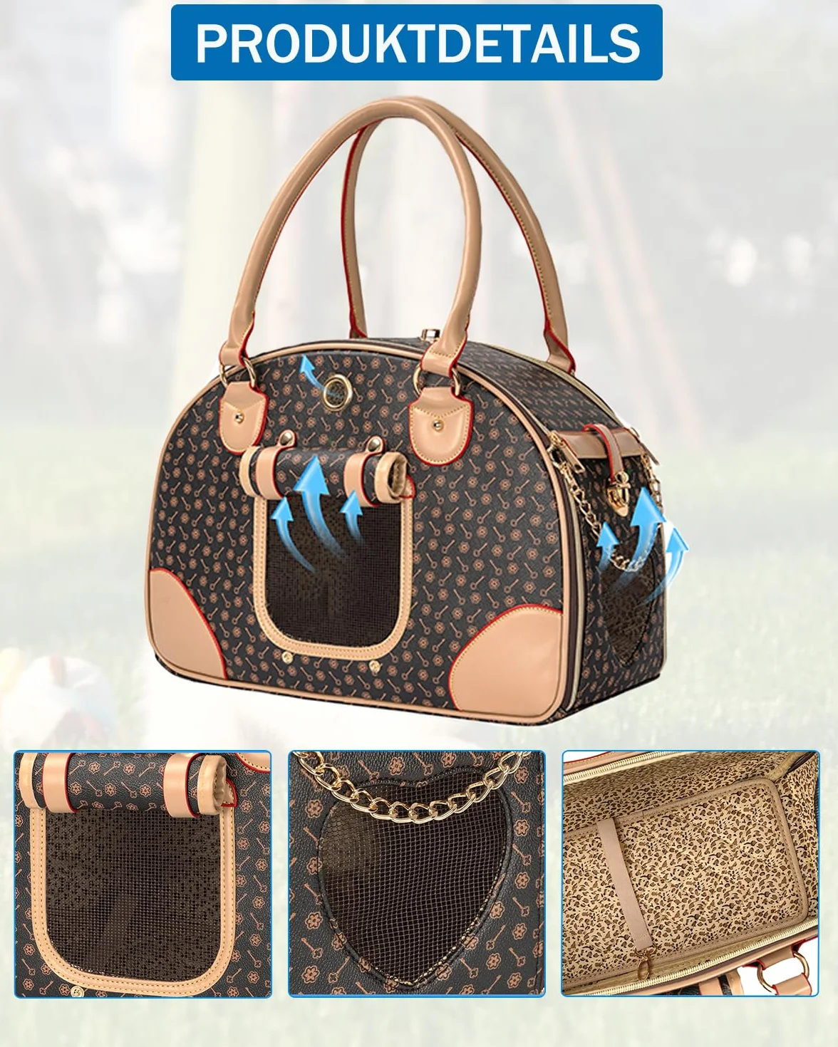 OUUTMEE Bolsa para perro, portátil, 42 x 18 x 31 cm, bolsa de transporte para perros, hasta 4 kg, adecuada para transportar perros pequeños y gatos en viajes
