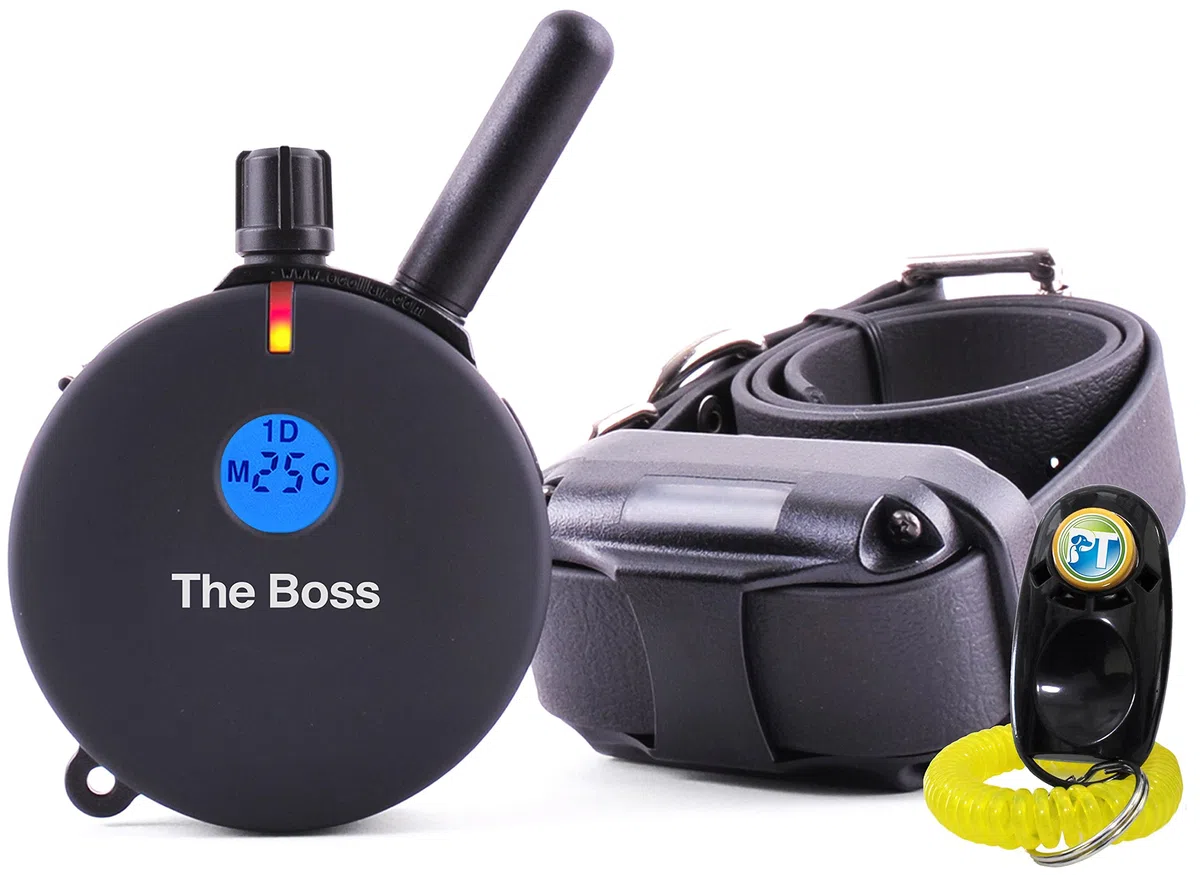 ET-800-1 Mile – Juego de 2 Collares de Entrenamiento herméticos a Distancia con Collar de estimulación estática, vibratoria y Sonido con clicker PetsTEK