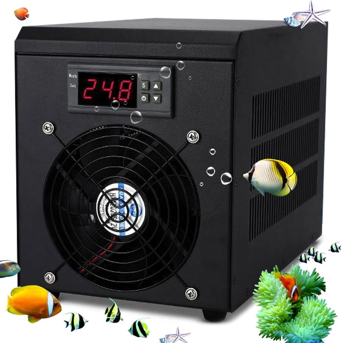 Acuario Enfriador Agua con Pantalla LCD,Sistema Enfriamiento Silencioso para Peceras,Ideal para La Cría Peces/Pasto/Corales/Camarones 60L