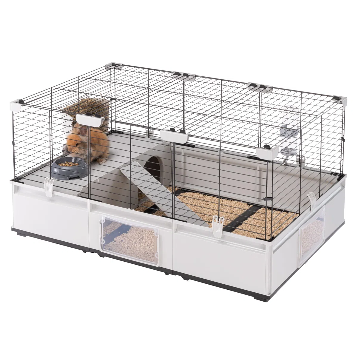 Ferplast Jaula para Conejos, Conejillos de Indias, Cobaya, Espaciosa y Modular 2, con Accesorios, Extensible, Fácil Mantenimiento, Modular 2, 109 x 72 x h 56 cm