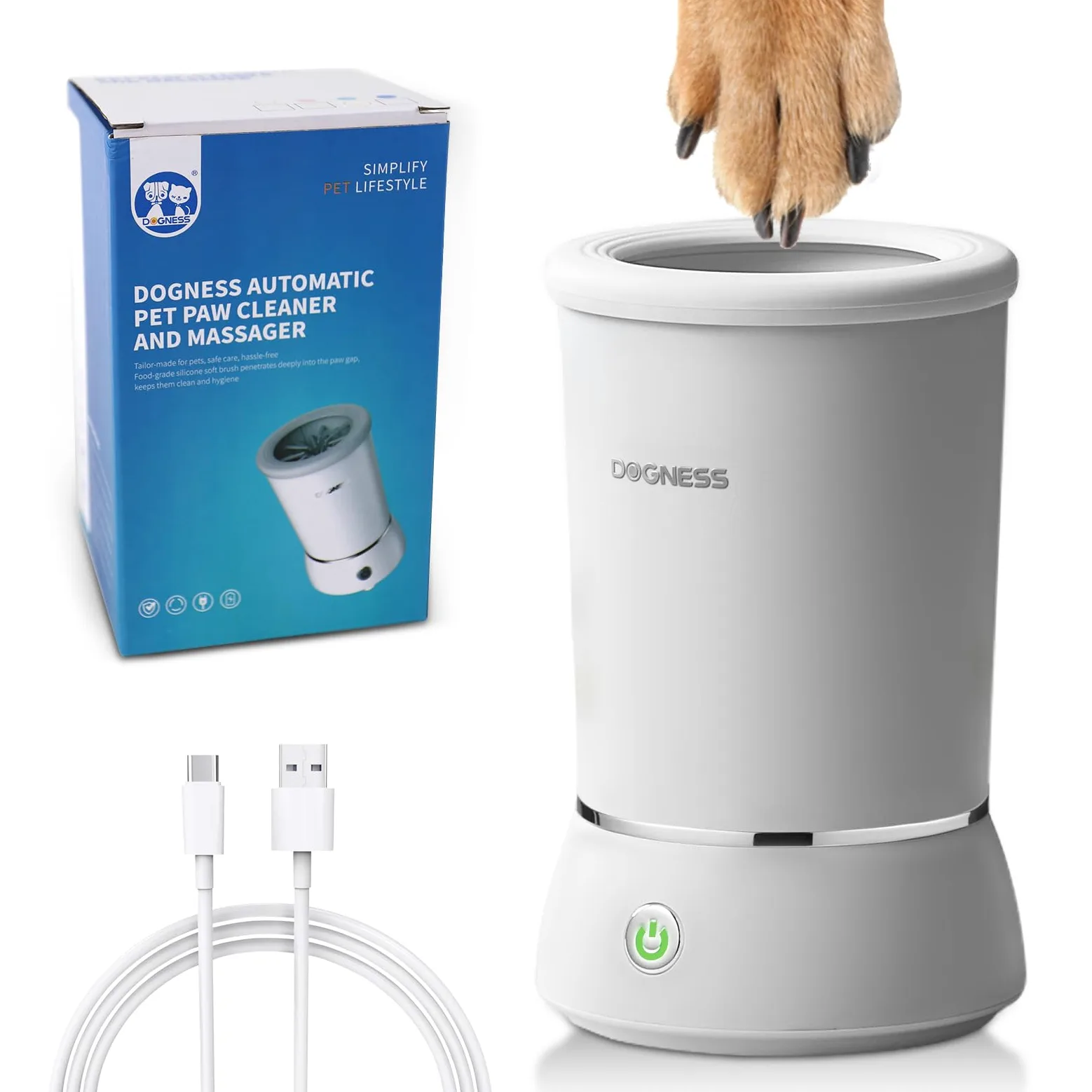 DOGNESS Limpiador automático para patas de perros, eléctrico, recargable a través de USB, a 360°, para la limpieza de las patas del perro